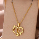 Golden Floral Heart Choker Necklace - Alphabet Jewelry