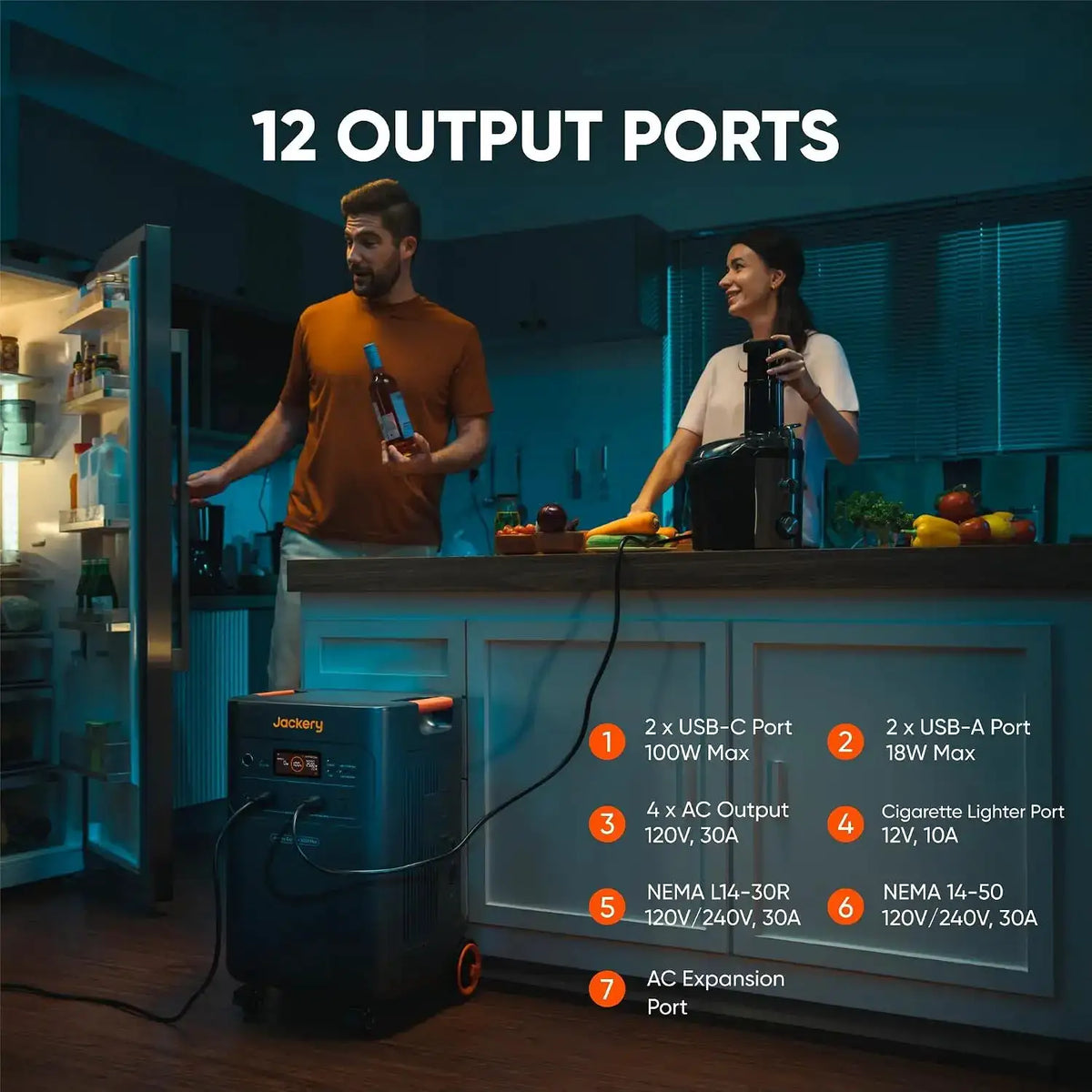 Jackery E5000 Plus Portable Power Station with 5m Extension Cable, 5035Wh LiFePO4, 7200W 120V/240V, Expandable to 60kWh, Essential Emergency Home Backup Power