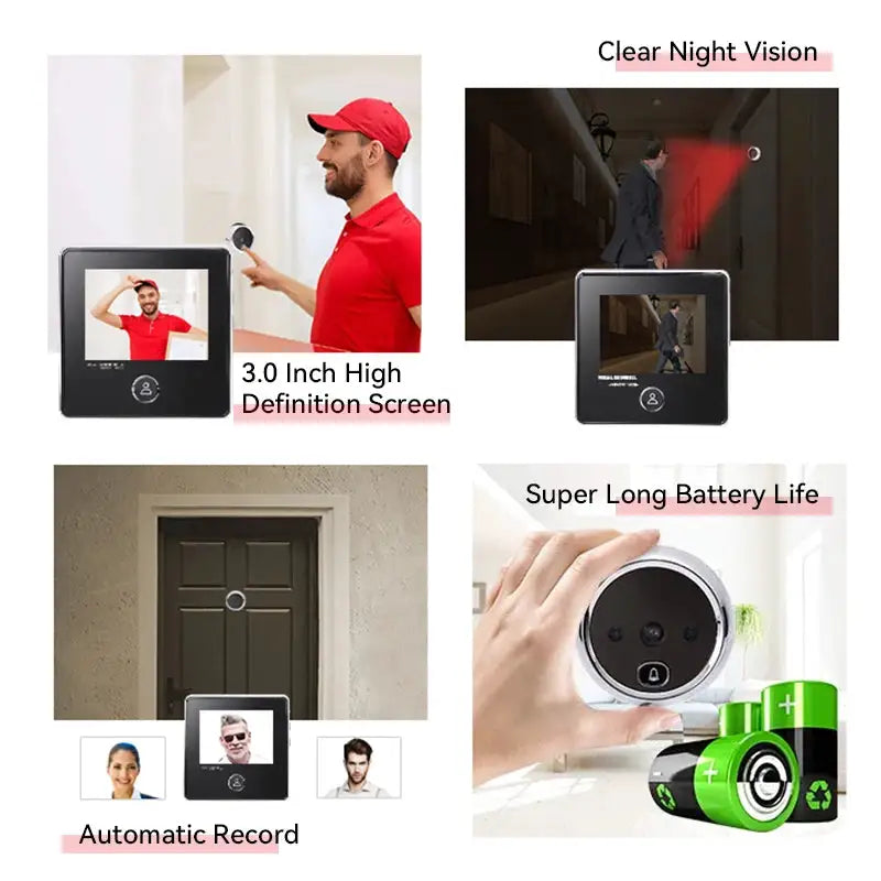 KAK 2.8" LCD Screen Electronic Door Viewer Bell IR Night Door Camera Photo Recording Digital Door Viewer Smart Peephole Doorbell