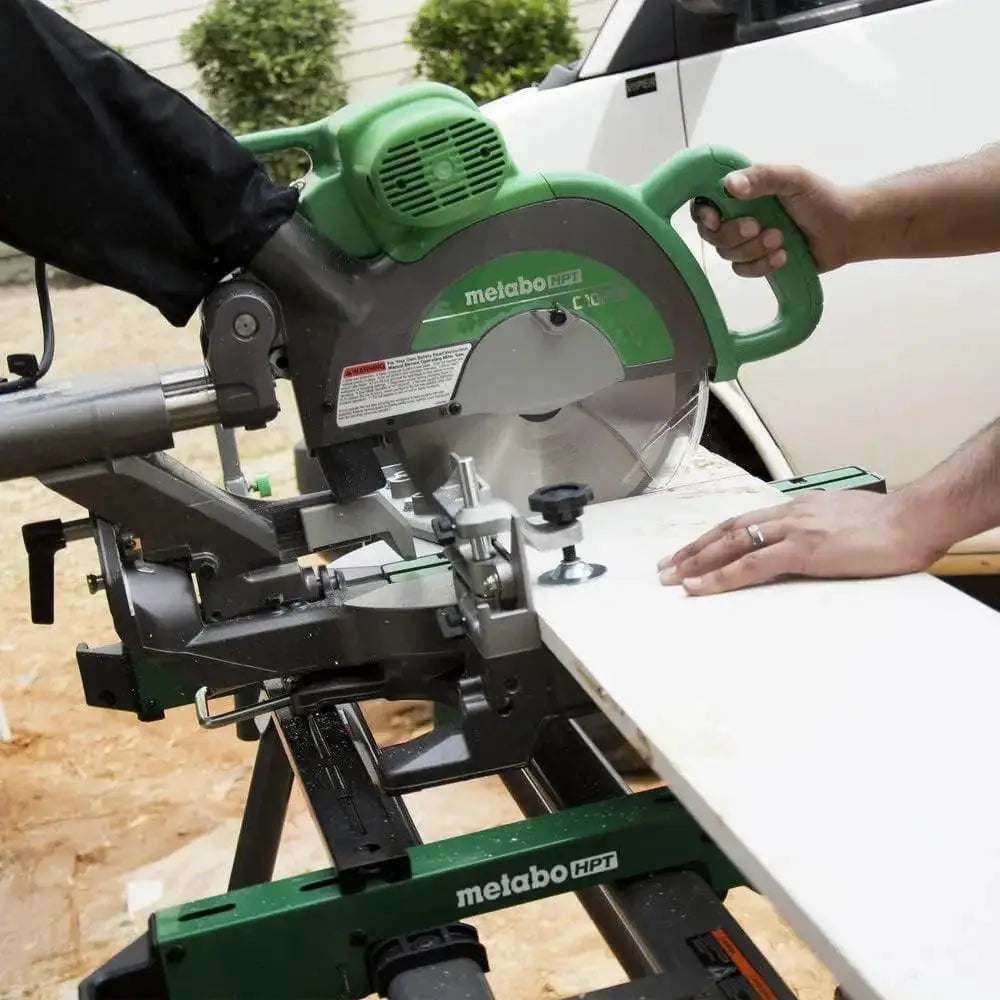 10 Inch Sliding Compound Miter Saw Double Bevel 12 Amp Motor - OurLum.com