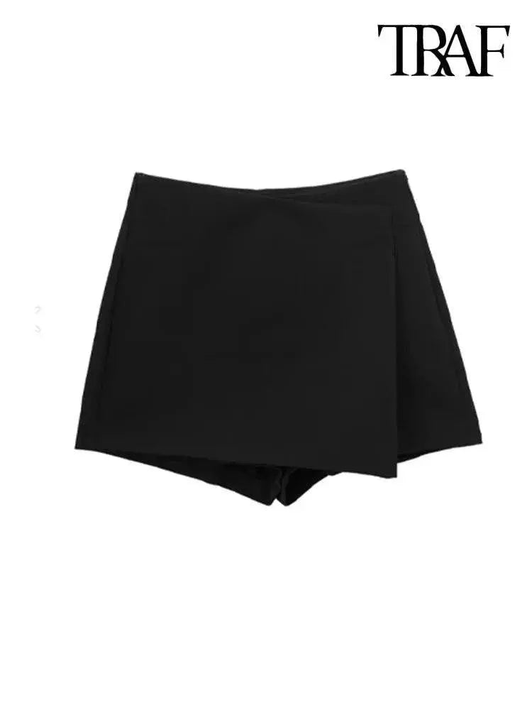 Vintage Asymmetric Skort Retro High Waist Chic Comfortable