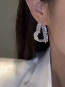 Korean Style Light Luxury Zircon Heart Wheat Earrings