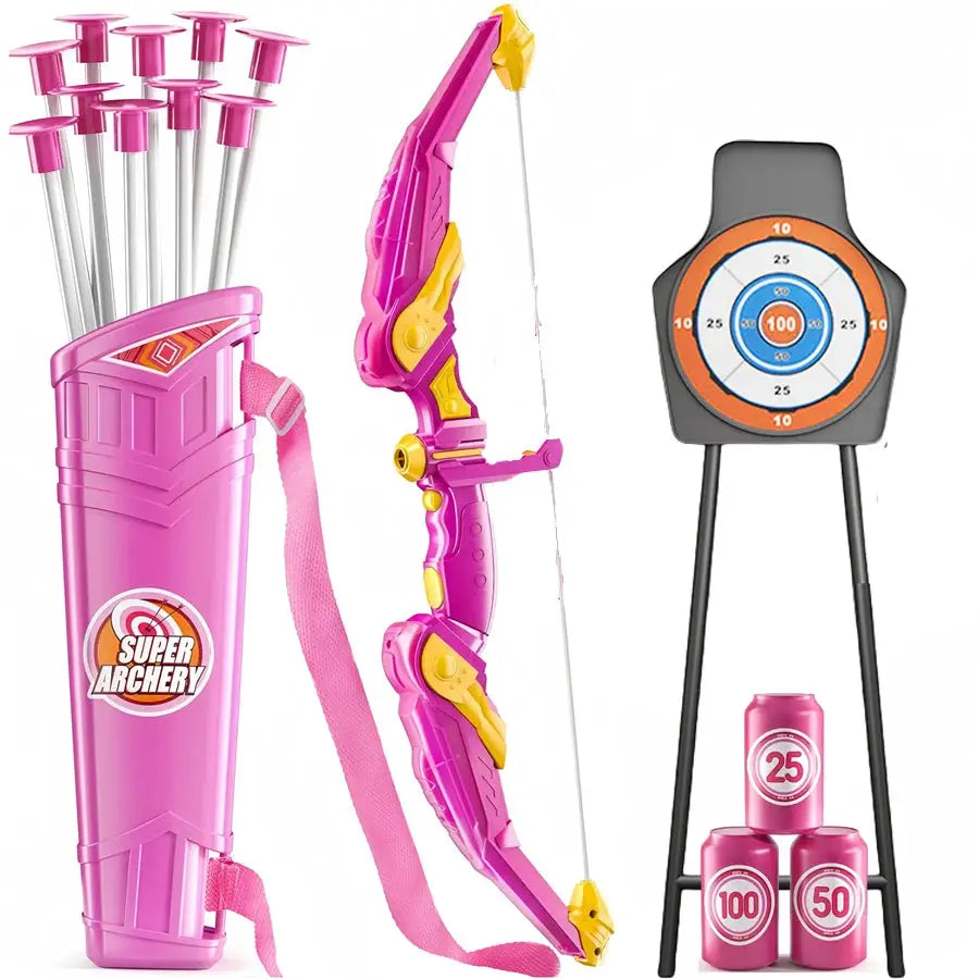 Kids Bow and Arrow Set, LED Light Up Archery Toys Set for Kids Ages 4-8 8-12, with 10 Suction Cup Arrows, Target & Quiver, Boys