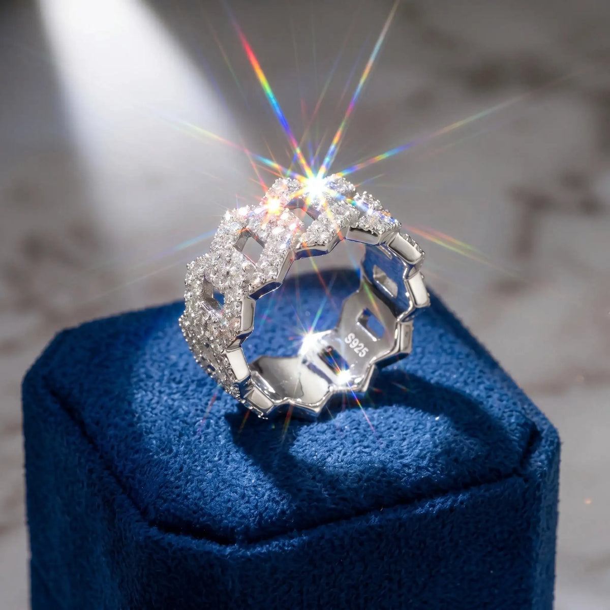 Cuban Link Iced Out Zircon Ring — product image 1