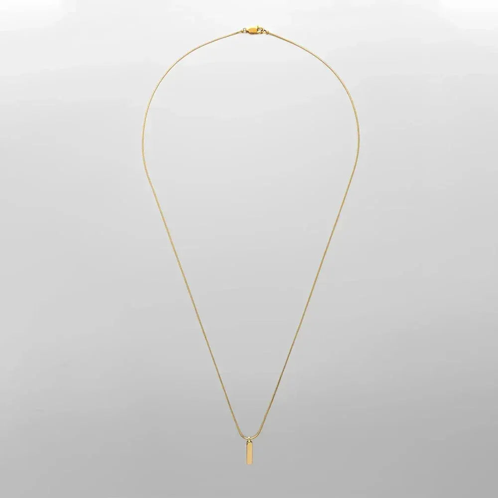 Square Pendant Necklace White Gold Steel Minimalist Jewelry