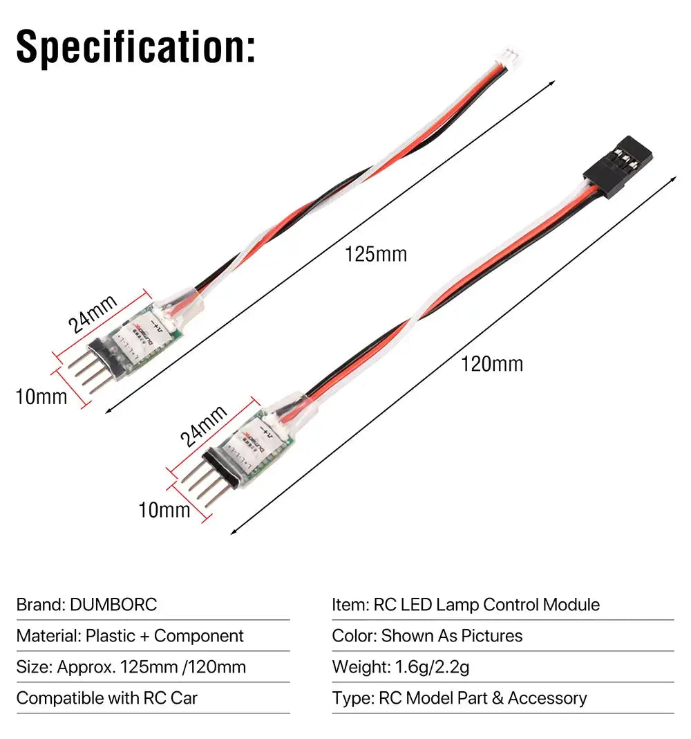 DUMBORC RC Light Controller LED Switch Panel System Turn on/Off 3CH for RC Car Vehicle RC Mini Car Fixed Wing Aircraft Parts