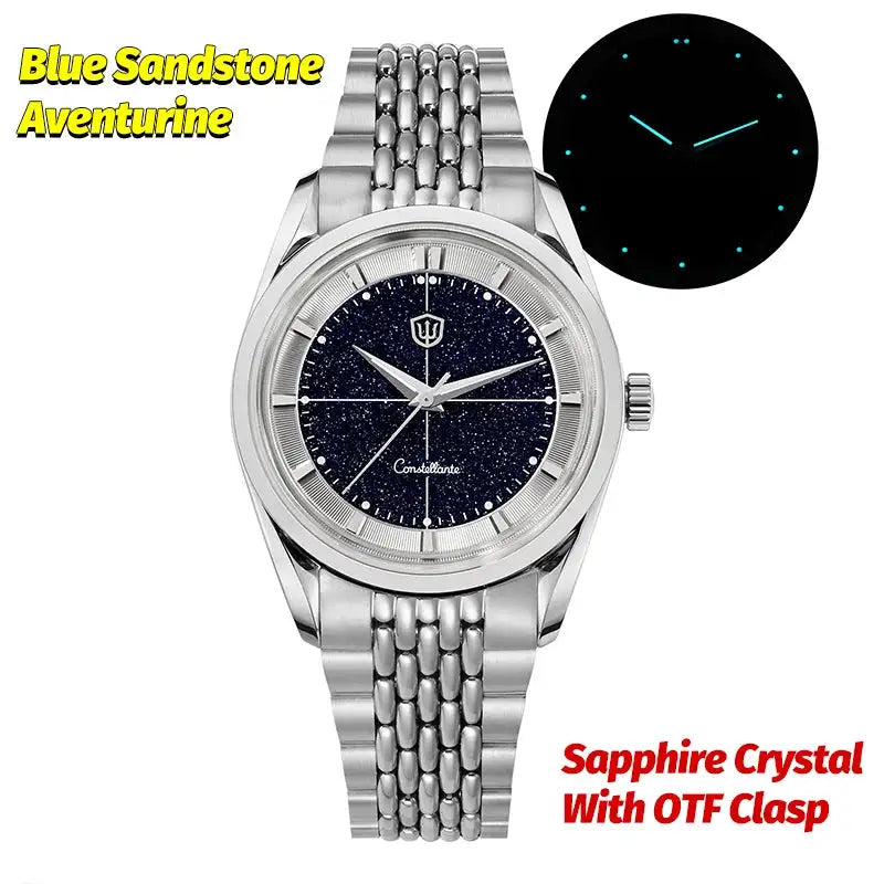 Watchdives WD1954 Men Watches Tiger Eye Stone Dial VH31 Sweep Quartz Watch Ar Sapphire Lumes BGW9 100M Waterproof Luxury Relojes