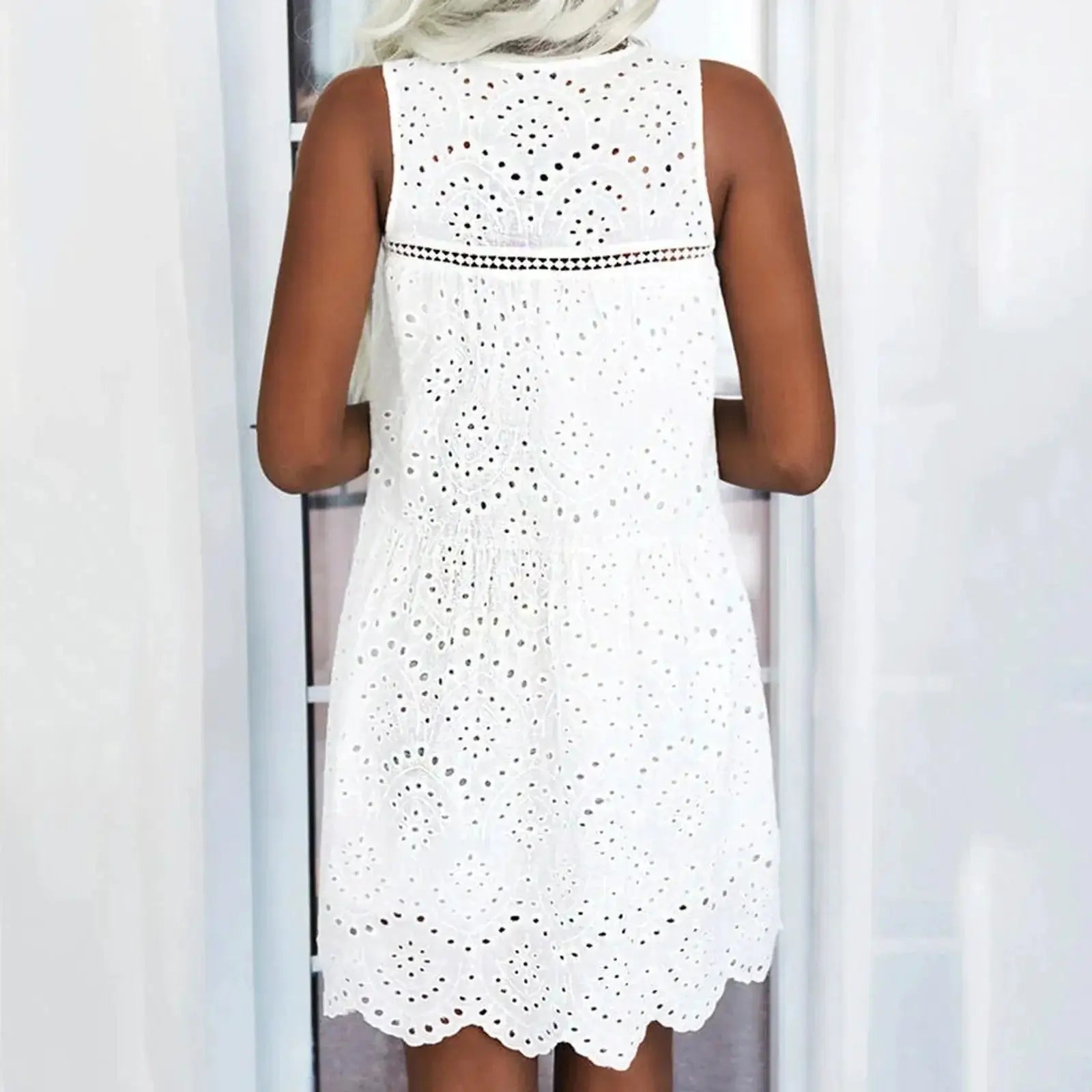 Elegant White Lace Summer Dress Boho Chic Floral Style