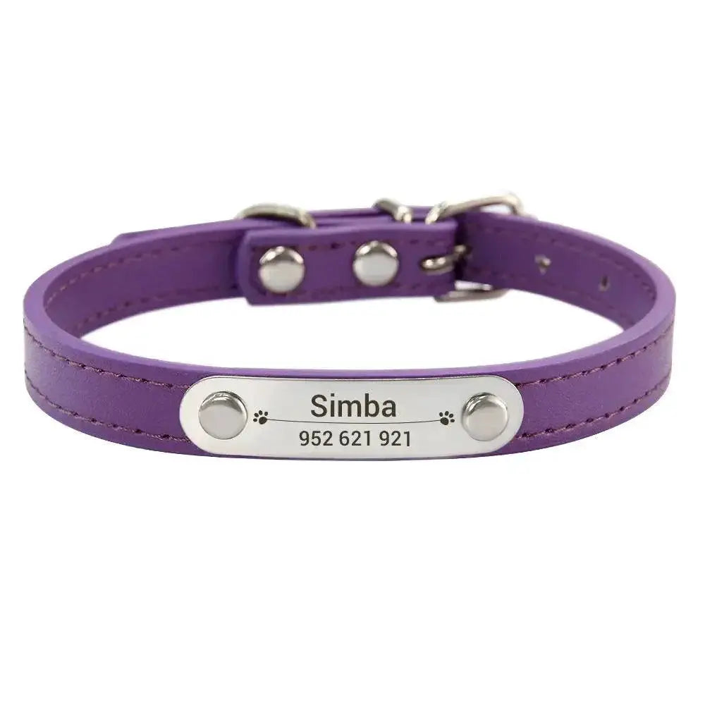 Engraved ID Pink Dog Collar for Pets — Red