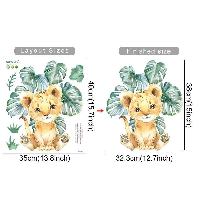 Jungle Animals Watercolor Wall Stickers Elephant Giraffe
