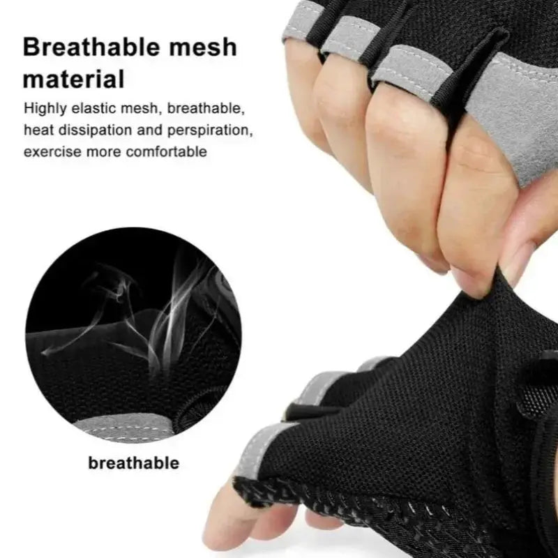Fingerless Gym Gloves Anti Slip Shock Absorbing Sports