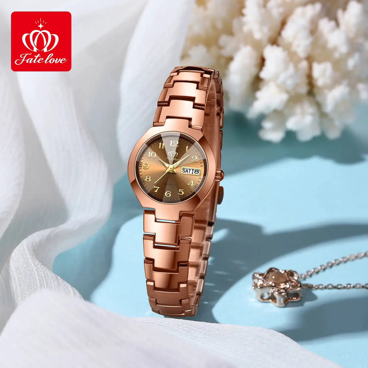 FATELOVE 818 Womens Watch Luxury Original Wristwatch For Girl Waterproof Luminous Ladies Watch Dual Calendar Display Reloj Mujer