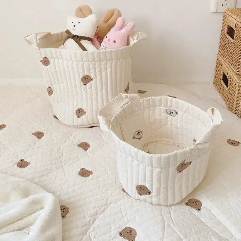 INS Baby Bags Cute Bear Embroidery Diaper Bag Caddy