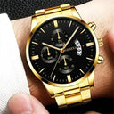 Elegant Gold Calendar Watch Set for Men