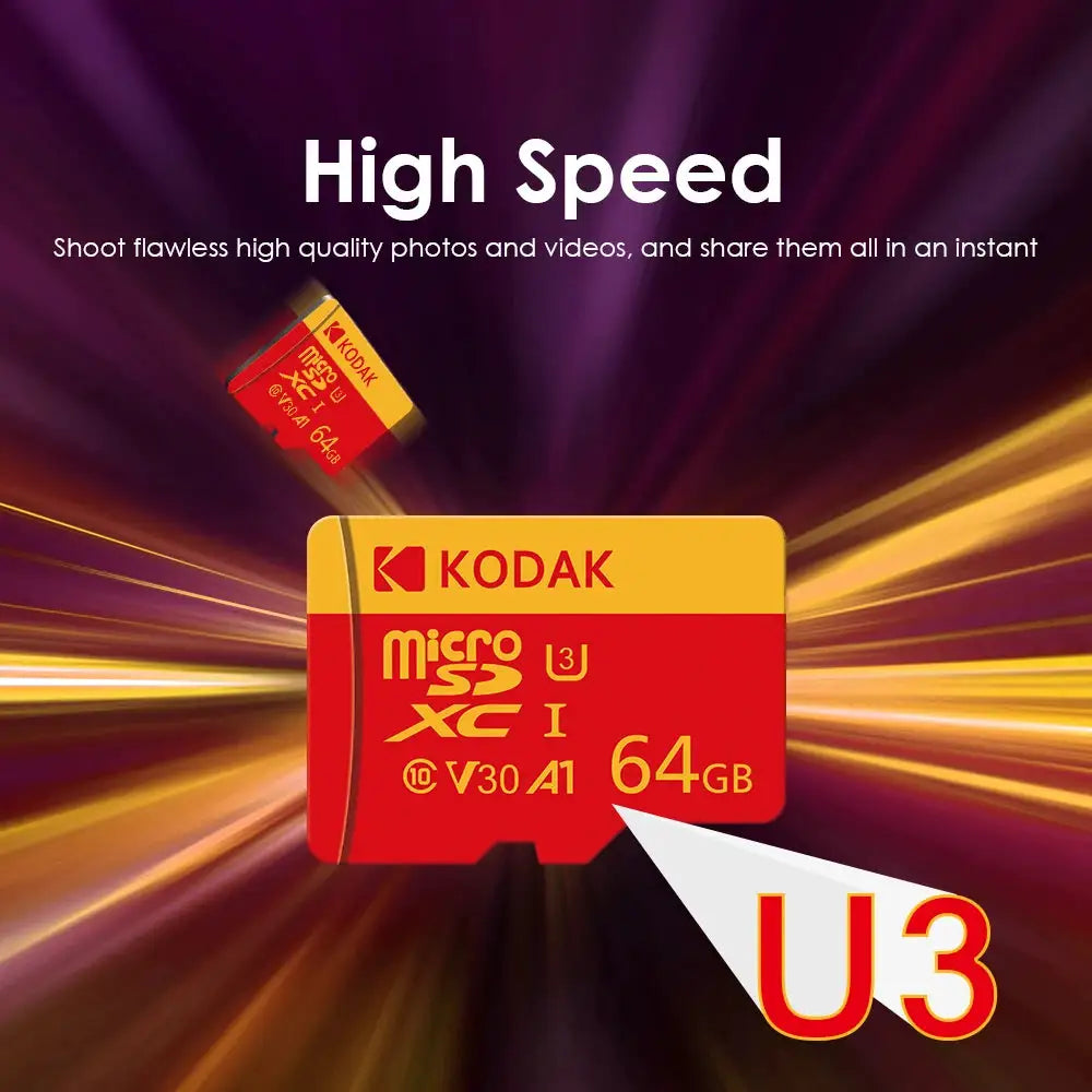 5pcs NEW KODAK Micro SD Memory Card 100MB/s Class10 U3 UHS-I 32GB 64GB 128GB TF Card 4K HD for Smartphone and Tablet PC
