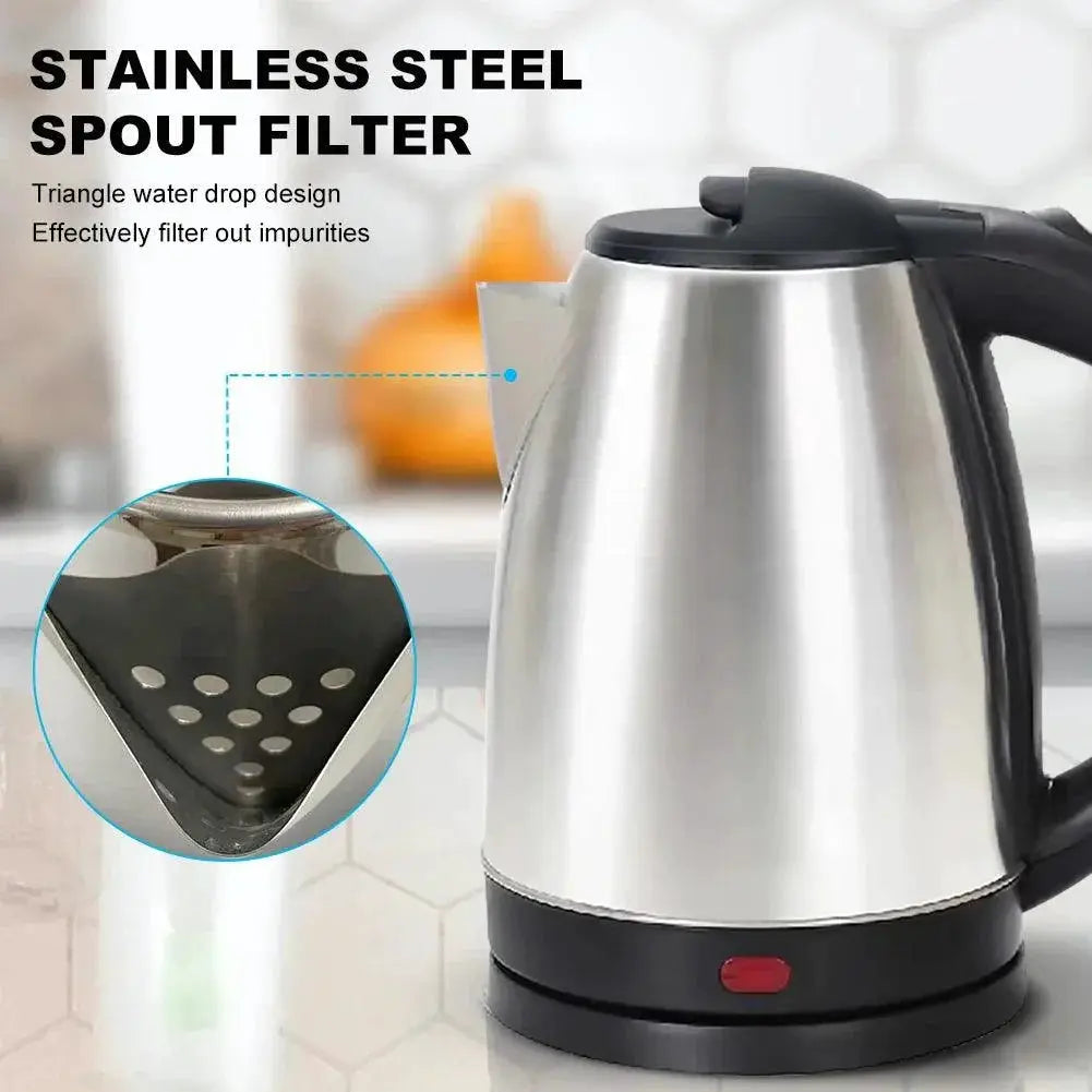 2L Stainless Steel Electric Kettle Silver Gray For Home Travel