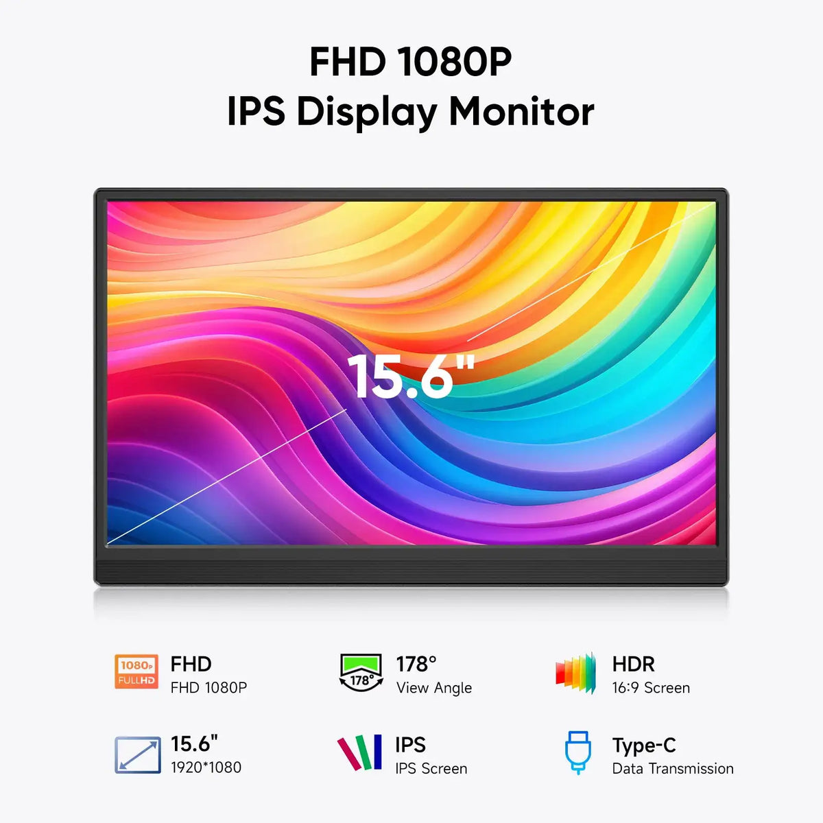 Dopesplay 15.6 Inch Portable Monitor FHD IPS 1080P External Screen Extender for Laptops MAC Windows Phone Mini PC Games Extended