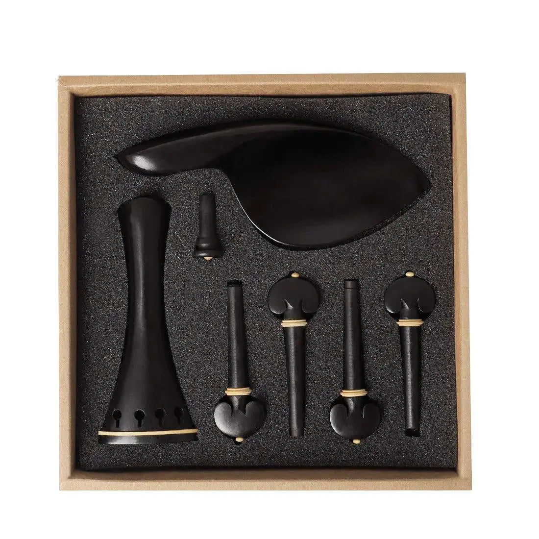 4 4 Violin Ebony Chinrest Tailpiece Tuning Pegs Endpins Set