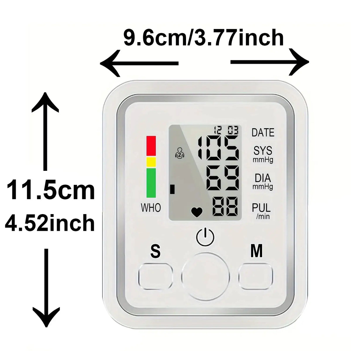 Upper Arm Automatic Blood Pressure Monitor BP Sphygmomanometer Pressure Meter Tonometer for Measuring Arterial Pressure