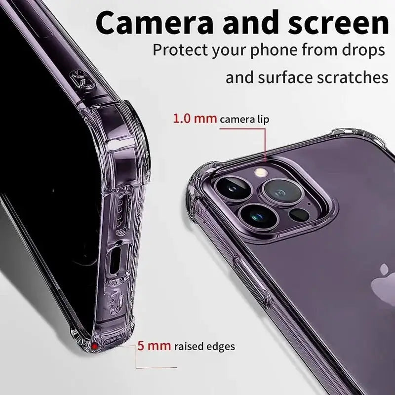 Air-Bag Shockproof Silicone Transparant Case For iPhone 18 17 16 15 Plus 11 12 13 14 Pro Max Mini X XR 7 8 Plus Clear Back Cover