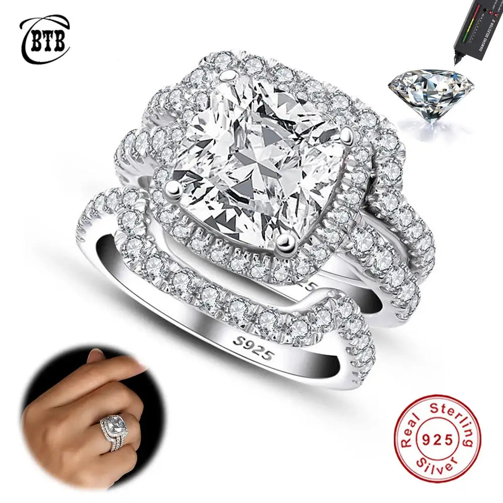 Square Moissanite Ring in Sterling Silver — product view 1