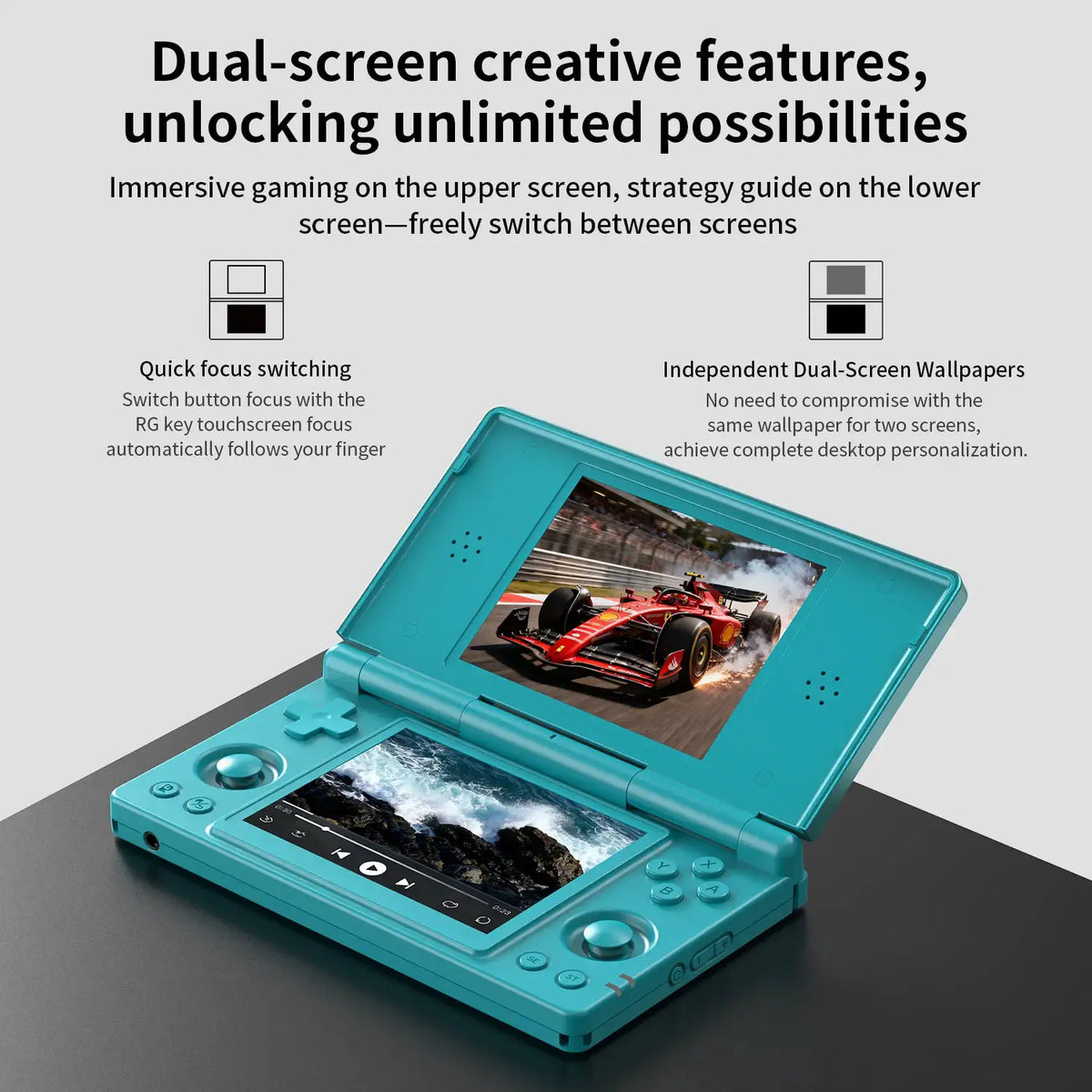 Anbernic RG DS Retro Video Game Console 4 Inch IPS Dual Multi-touch Screen Android 14 Flip Game Player RGDS For Christmas Gift