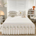 Lace Washed Cotton Bed Skirt Twin Queen Size Bedspread Set