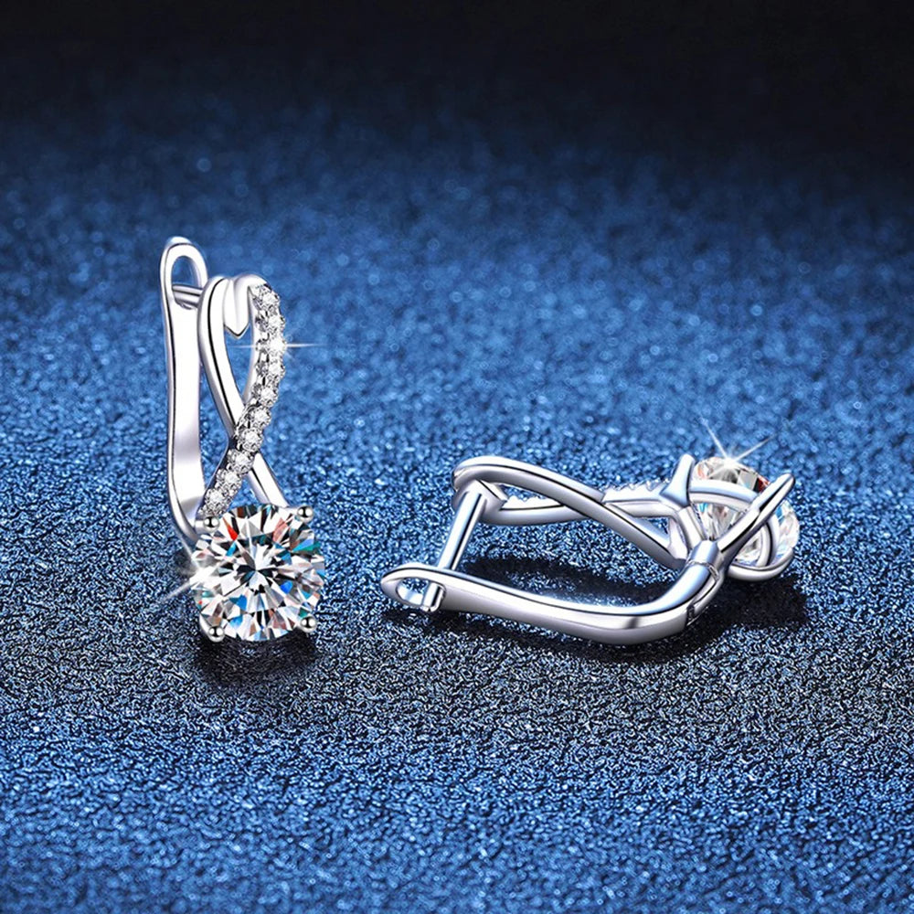 Drop Moissanite Earrings in Sterling Silver — product view 4
