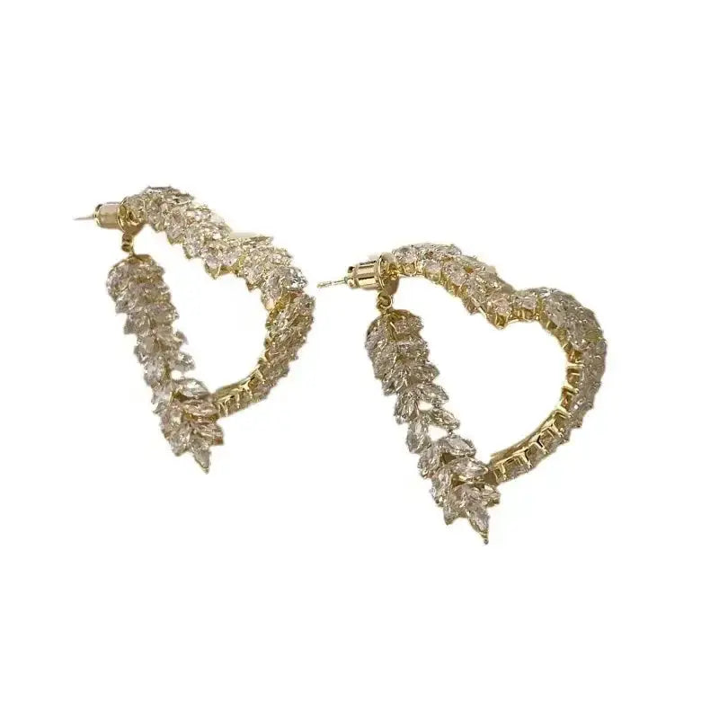 Style Light Luxury Zircon Heart Wheat Earrings - OurLum.com