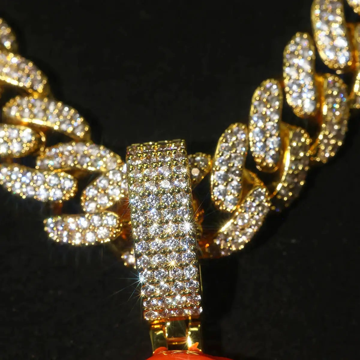 Orange Hair Girl With Gun Pendant Iced Out Gold Plated — product view 2