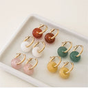 14K Gold Filled Garnet Hoop Earrings Handmade Gemstone Jewelry Boho