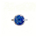Blue Moissanite Sterling Silver Ring
