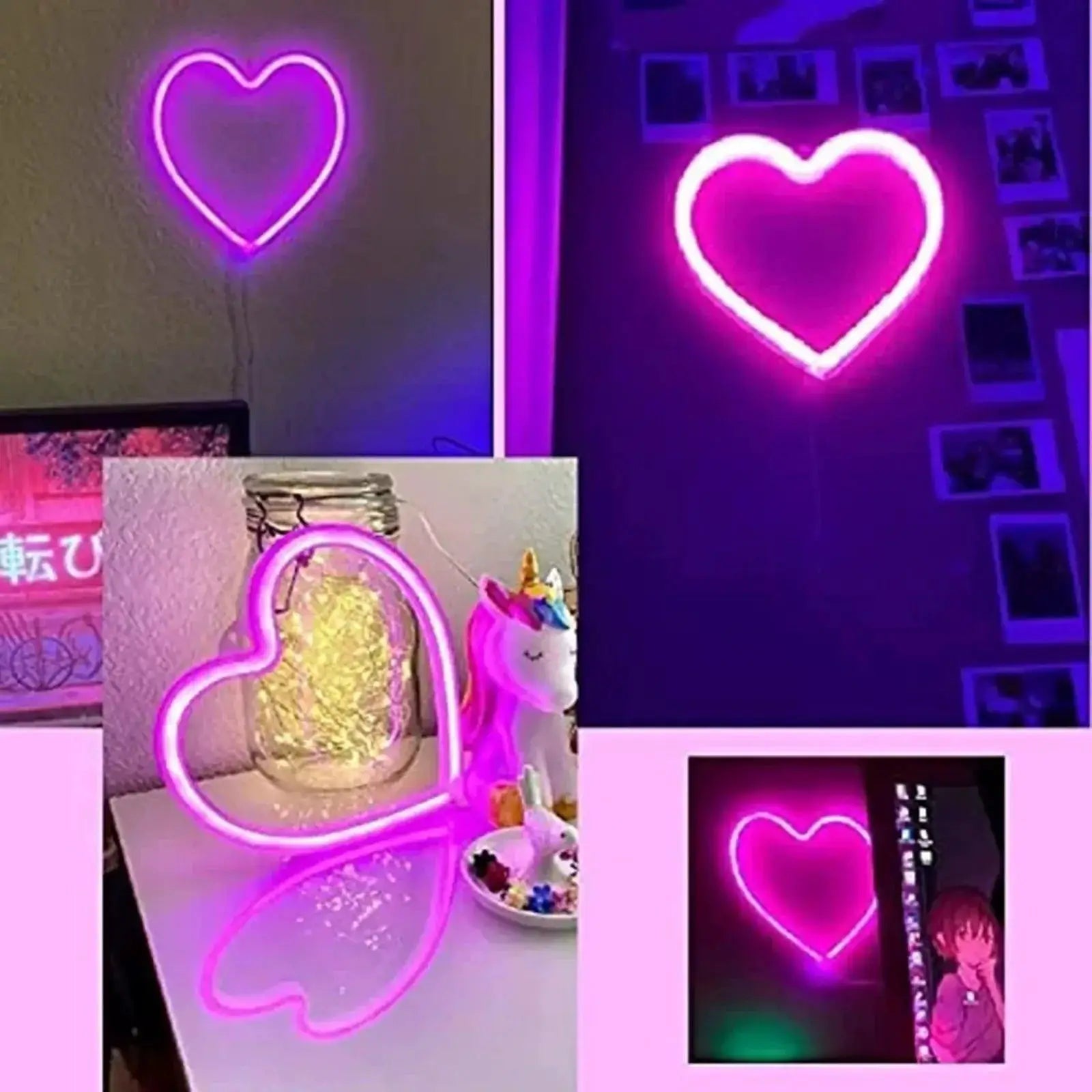 Enchanting Neon Butterfly Heart LED Wall Light Kids Decor