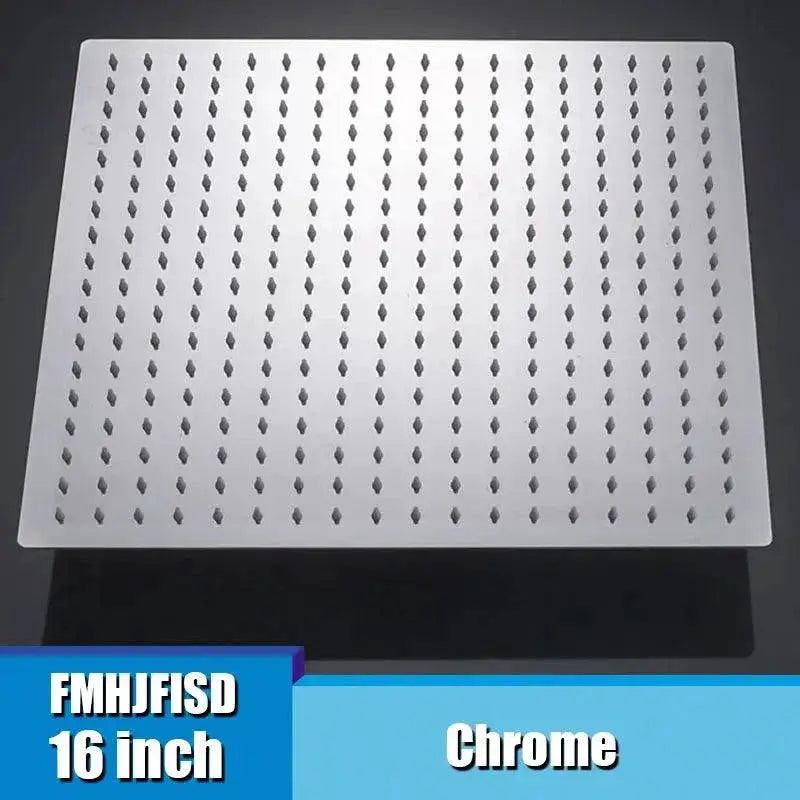 Black Square 16 Inch Rainfall Stainless Steel Shower Head