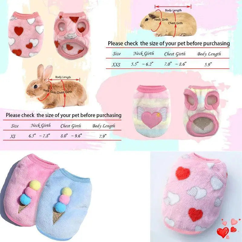 Warm Fleece Bunny Vest for Small Pets Cozy Rabbit Costume