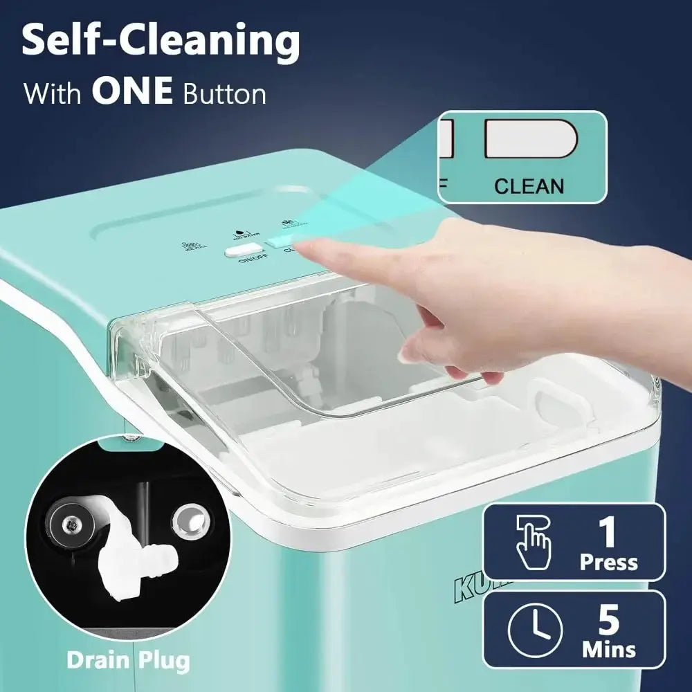 Self Cleaning Ice Maker Portable Blue 26.5 Lbs 24 Hours