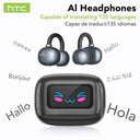 HTC NE54 Bluetooth Earphones AI Translator LCD Screen Wireless Earbuds 30h