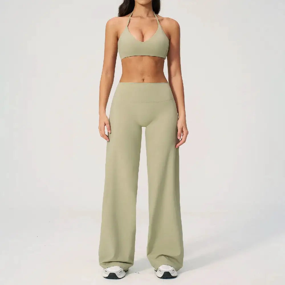 Women's Fitness Set Gym Tracksuit Breathable Sports Bra Flared Trousers Suit Workout Clothing Sportswear Female Athletic Wear