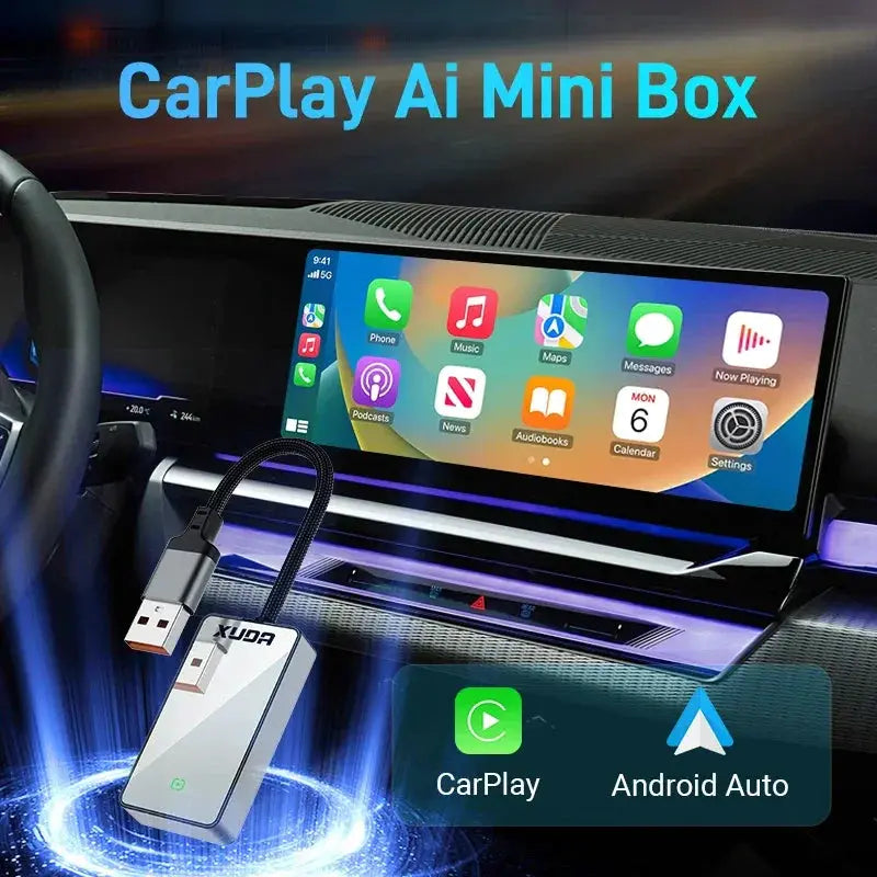 Wireless 2in1 CarPlay Android Auto Adapter Mini AI Box