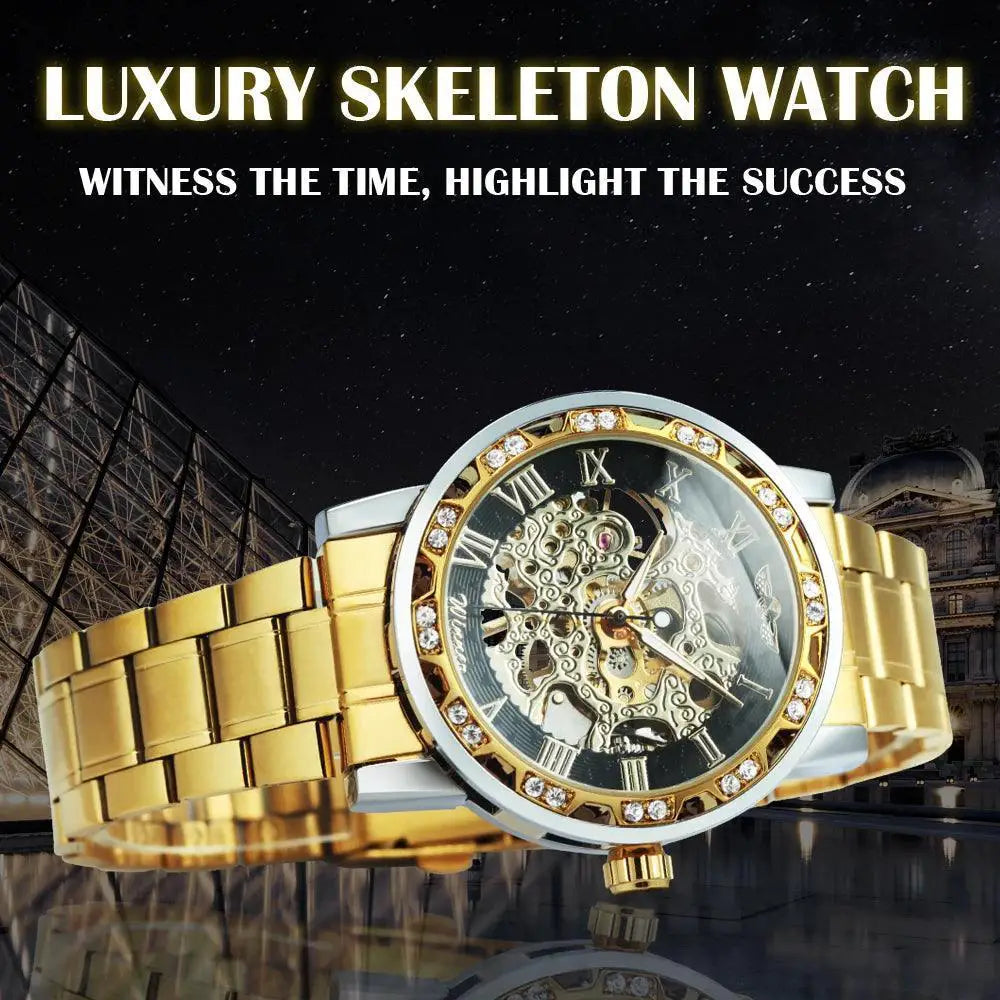 Diamond Skeleton Mechanical Watch Transparent Timepiece