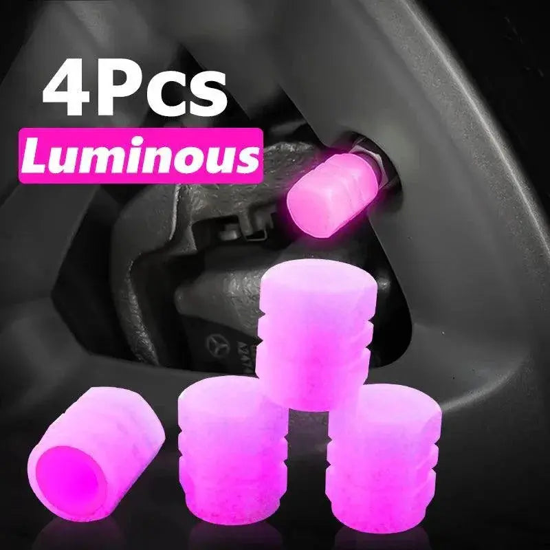 Luminous Glow Wheel Valve Caps 4 Pack For Night Visibility