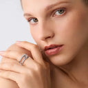 Interlocking Moissanite Silver Ring