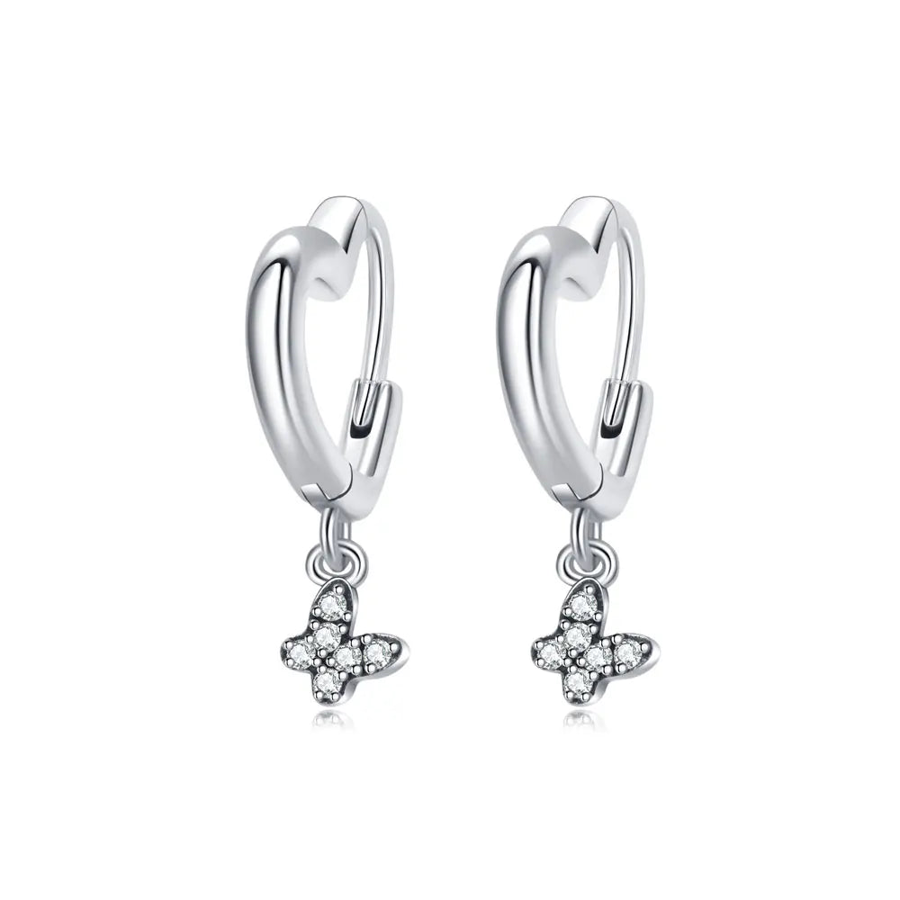 Sterling Silver Hoop Earrings Crystal