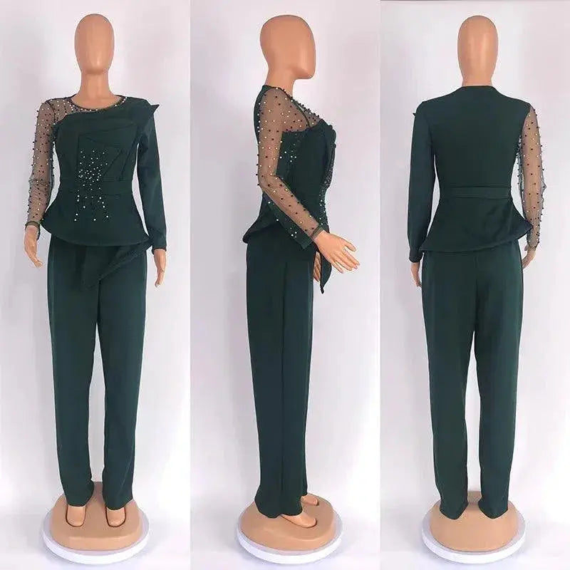Shimmer Beaded Two Piece Set For Vintage Chic Style