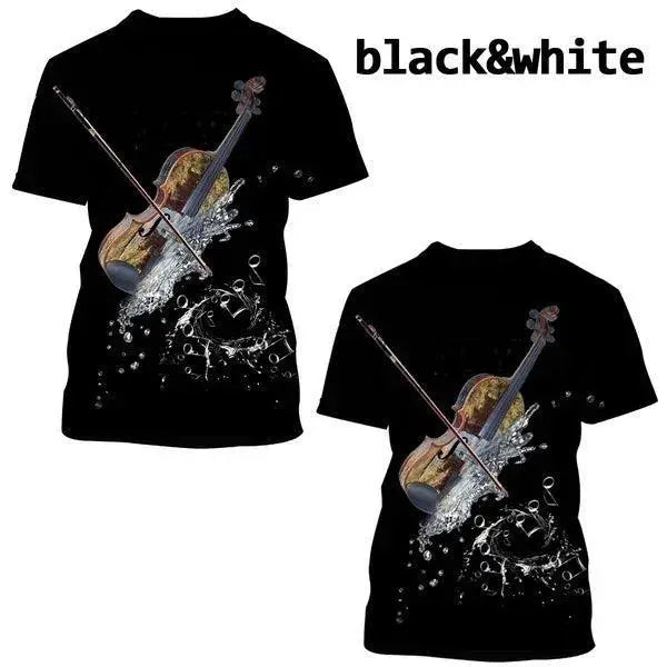 Funny Violin Print Tee For Women And Men Musical Instruments