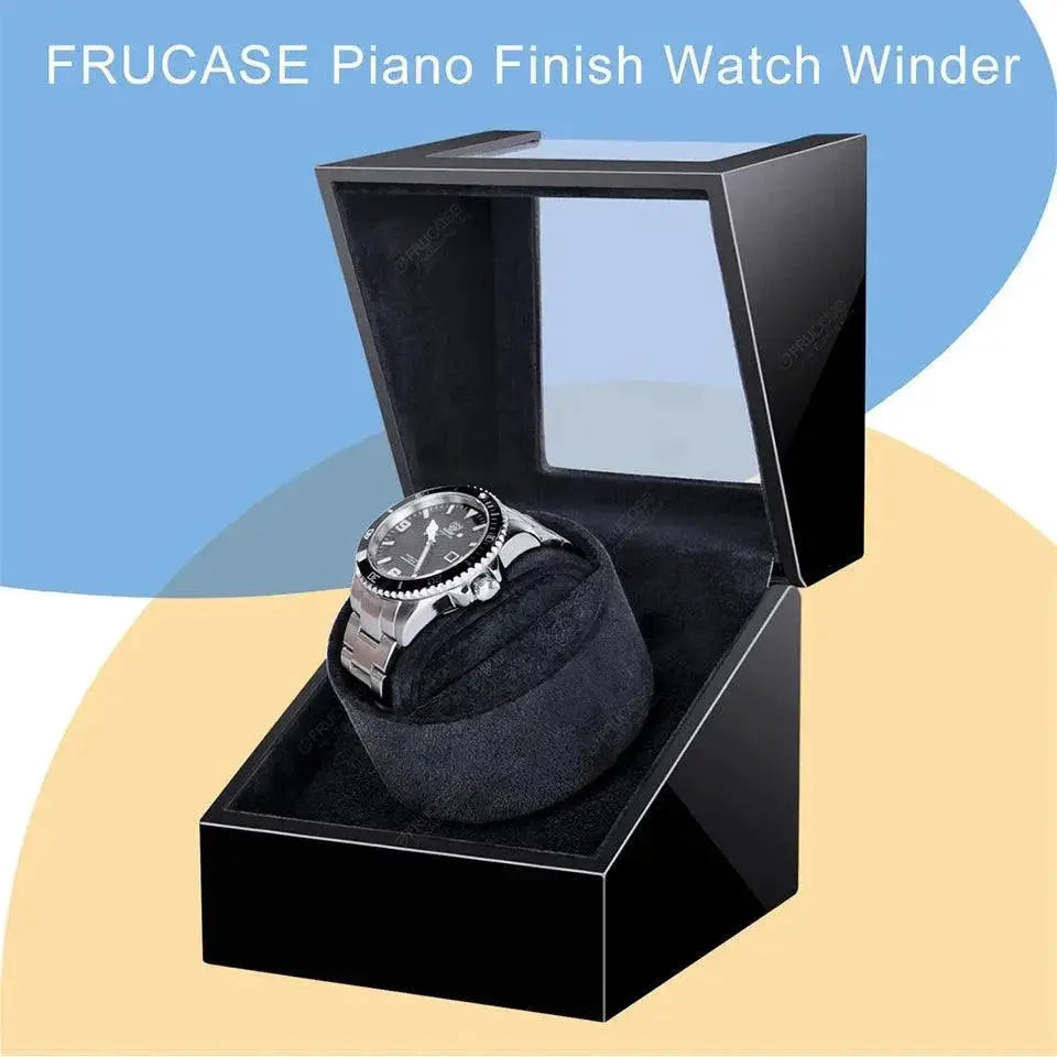 Frucase Wooden Watch Winder Silent Motor Dual Power Solution