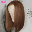 Chocolate Brown Highlight Bob Wig Lace Front Human Hair