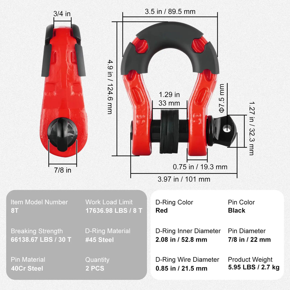 Off Road Recovery D Ring Shackles — product view 7