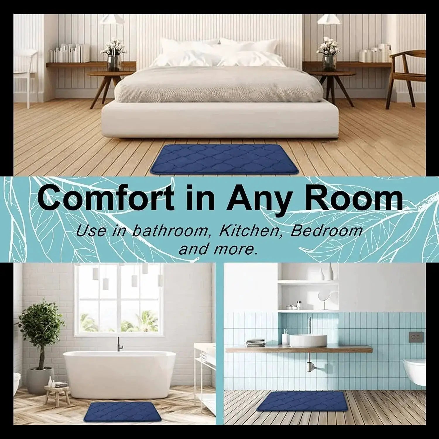 Luxurious Memory Foam Non Slip Bath Mat Soft Absorbent