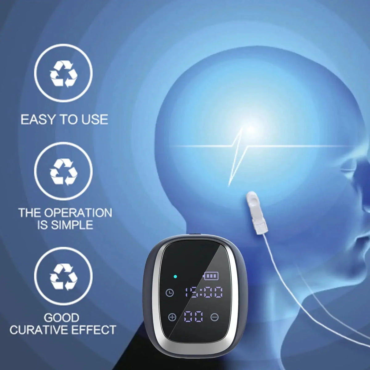 35 Levels EMS Sleep Aid Device CES Microcurrent Pulse Therapy for Adults Insomnia Relief Anxiety Stress Release Handheld Hypnosis Instrument Portable Electric Mind Relaxation Massager Sleeping Health Care Device